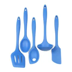 Chef Craft 5 Piece Premium Silicone Kitchen Tool and Utensil Set Blue