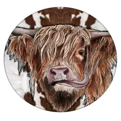 Highland Cow Cattle Ceramic Car Coaster Set for Women Man 2.56" (2 Pack)