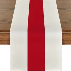 Red Stripes 2025 New Year Christmas Table Runner, Seasonal Winter Holiday Kitchen Dining Table Decoration for Home Party Decor