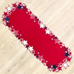 Americana July 4th Celebration Fabric Cutwork Table Runner (Border Cutwork Runner)
