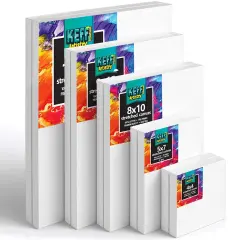 Stretched Canvas for Painting (10 Pack) Blank Painting Canvas - 2 of Each; 4x4, 5x7, 8x10, 9x12 and 11x14 Canvas, 100% Cotton Pre-Primed, Great for Pouring, Acrylic, Oil, Wet and Dry Art Media
