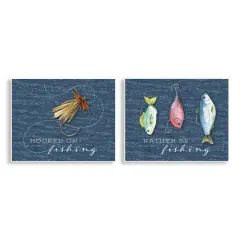Stupell Industries Recreational Fishing Phrases 2pc Wall Plaque Set By Holly Thomas Stein
