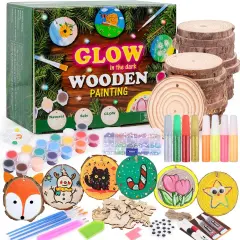 Kids Wood Painting Kit Glow in The Dark - Arts and Crafts for Kids