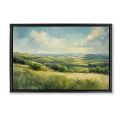 Stupell Industries Rolling Emerald Horizon Floater Framed Canvas Wall Art Design by Gina Kelly