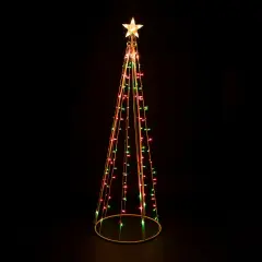Northlight Lighted Outdoor Christmas Cone Tree with Star- 6' - Red and Green Lights White