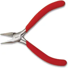 The Beadsmith Slim Line Chain Nose Pliers, with Polished Steel Head, red PVC Comfort Grip Handle with Double-Leaf Spring, Tool for Jewelry Making