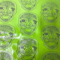1 Yard Skeleton Skull Vinyl Fabric For Upholstery Handbags Wallets 54" Width Lime Green