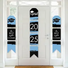 Big Dot of Happiness Light Blue Grad - Best is Yet to Come - Hanging Vertical Paper Door Banners - 2025 Grad Party Wall Decor Kit- Indoor Door Decor