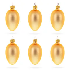 Set of 6 Rose Gold Mini Glass Egg Ornaments 2.9 Inches