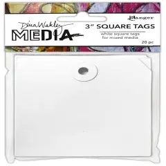 Dina Wakley MEdia Square Tags With Reinforced Holes-3"