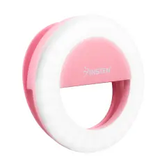Insten Video Conference Lighting Kit For Cell Phone Laptop, LED Ring Lights Clip on, 3 Lighting Modes 4 Brightness, Pink