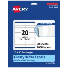 Avery Rectangle Labels with Sure Feed, 1" x 4"