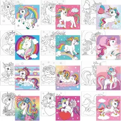 12 Pcs Pre Drawn Canvas to Paint - 8 x 8 Inch (Unicorn)