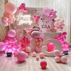 140pcs 18 12 10 5 Inch Different Sizes Pack Party Latex Balloons (Hot Pink