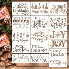 16pcs Merry Christmas Stencils(16 Merry Christmas)