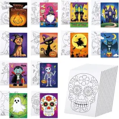 12 Packs Pre Drawn Canvas to Paint(Halloween)