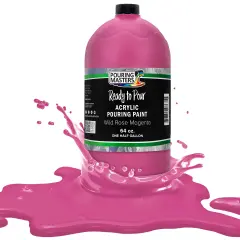 Pouring Masters Wild Rose Magenta Ready to Pour Acrylic Pouring Paint - Premium 64-Ounce Pre-Mixed Fluid Acrylic Paint - Fluid Art Supplies for Canvas, Wood, Paper, Tile & Rocks
