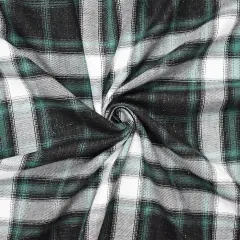 Green-Black-Silver Sparkle Famous Maker Cotton Plaid Twill Woven Fabric By the Yard