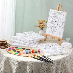 6 Pieces Black Girl Pre Drawn Canvas for Painting 8 x 10 Inch(Black girl)