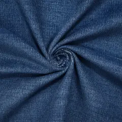 Blue-White Famous Maker Cotton-Rayon Striped Corduroy-Like Woven Fabric By the Yard