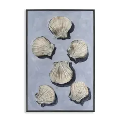 Stupell Industries Embellished Seashells Over Blue Framed Giclee, design by Michael Willett