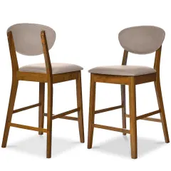 Best Choice Products 2-Piece Mid-Century Modern Wood and Upholstered Counter Height Bar Stool Set Walnut/Gray