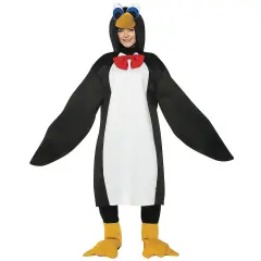 Adult Penguin Costume One Piece Tunic with Wings Hood and Flipper Shoe Covers