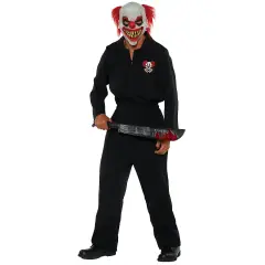 Killer Clown Crew Costume 2X Scary Boiler Suit For Halloween Party