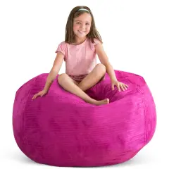 Creative QT Stuff &rsquo;n Sit Large 33&rsquo;&rsquo; Bean Bag Storage Cover for Stuffed Animals & Toys, Giant Beanbag Chair for Kids Ages 3&ndash;14, Bedroom Organizer for Christmas, Hot Pink Corduroy