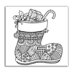 Christmas Stocking Pre Drawn Canvas - 8 x 8 Inches