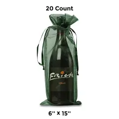 Plain Organza Wine Gift Bags 6"x15" Elegant Bottle Wraps