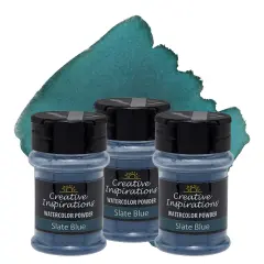Creative Inspirations Powder Watercolor Paint 3 Pack - 38g Shaker Bottle, Slate Blue - Dye-Based Water-Soluble Crystalline Pigments - Non-Toxic, Perfect for Abstract and Spontaneous Effects