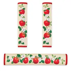 Collections Etc Apple and Floral 3-Piece Appliance Handle Cover Set