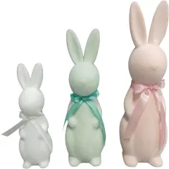 Easter Bunny Decorations - Made of Flocking Material, Suitable for Home & Party Decorations, Perfect for Easter, Spring and Family Parties, and Make a Great Gift (Green, M)
