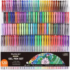 120 Unique Colors (No Duplicates) Gel Pens Set for Adult Coloring Books Art Markers