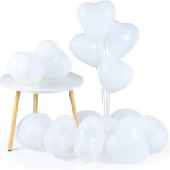 100 Pack Heart Shaped Balloons,10 Inch Latex Heart Balloons for Valentine's Day Engagement Wedding Party Decorations (White)