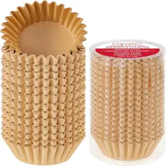 Heavy Duty Standard Natural Cupcake Liners 150 Counts - Grease-Resistant Paper Muffin Baking Cups, Odorless, No Muffin Pan Needed, Easily Peels (Natural)