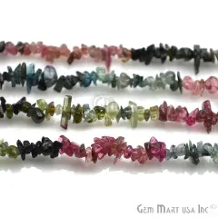 Natural Chip Beads, 34 Inch, Genuine Chip Strands, Drilled Strung Nugget Beads, 3-7mm, Polished, GemMartUSA (70001) Multi Tourmaline