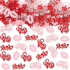 100 PCS Valentine's Day Confetti Happy Valentine's Day Pink Lip Red XoXo Love Table Confetti Wedding Engagement Bridal Shower Anniversary Party Sprinkles Confetti Decorations Lip Pink