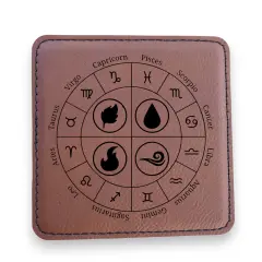 Coaster - Zodiac Elements - SET OF 2 - Leather or Stitched Cork Rawhide