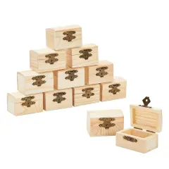 Juvale 12-Pack Small Wooden Boxes with Hinged Lid, Front Clasp - Unfinished Paintable Treasure Box for DIY Arts & Crafts, Halloween, Pirate Birthday Party (2.4x1.6x1.7 in)