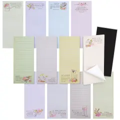 12 Pack, 60 Sheet Christian Notepads, Magnetic Memo Pads for Refrigerator, Religious Stationery, Bible Verse Note pads for Prayer, Grocery and Shopping List, 2.75x6.25 inch Multicolor