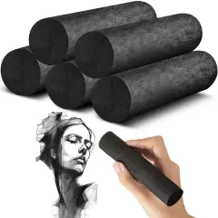 5 Pcs Jumbo Willow Charcoal Sticks 0.79-0.94 Inch Large Soft Willow Charcoal Chunky Drawing for Sketching Artist Supplies, Black