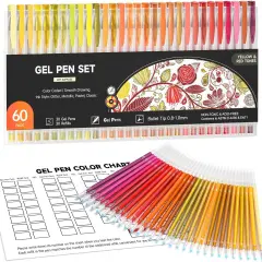 60 Pack Red Yellow Tone Gel Pens, 30 Red Orange Yellow Gel Pens with 30 Refills for Adults Coloring Books Journaling Drawing Nature, Landscapes, Animals Scenes