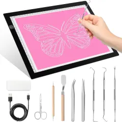 A4 Light Pad for Tracing & Weeding Vinyl, LED Copy Board Light Tracing Box Ultra-Thin Adjustable USB Power for Vinyl Weeding Tools