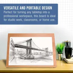 (A2) Adjustable Wood Art Drawing Board - 6 Angles, Beechwood Construction, Pencil Ledge, Locking Storage Drawer