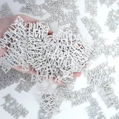 Glitter Silver Happy Birthday Confetti, Birthday Party Table Decorations, Happy Birthday Paper Confetti, Sprinkling Table Scatter for Women Men Boys Girls Birthday Party