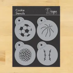 Small Sports Ball Cookie Stencils: Basketball, Golf, Soccer, Baseball | C219 by Designer Stencils |
