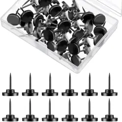 Push Pin 30 Pcs, Metal Thumb Tacks for Wall Hanging Pictures, Wall Pins for Board Posters Bulletin Maps, Black Decorative Push Pins for Home, Office