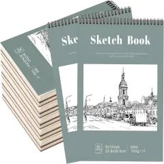 12 Pack Sketch Book, 9 x 12 Inch Sketchbook, 68lb/100gsm Top Spiral Bound Sketch Pad, Acid Free Art Supplies Drawing Painting Sketching Paper for Kids, Adults, Beginners, Artists (30 Sheets Each)